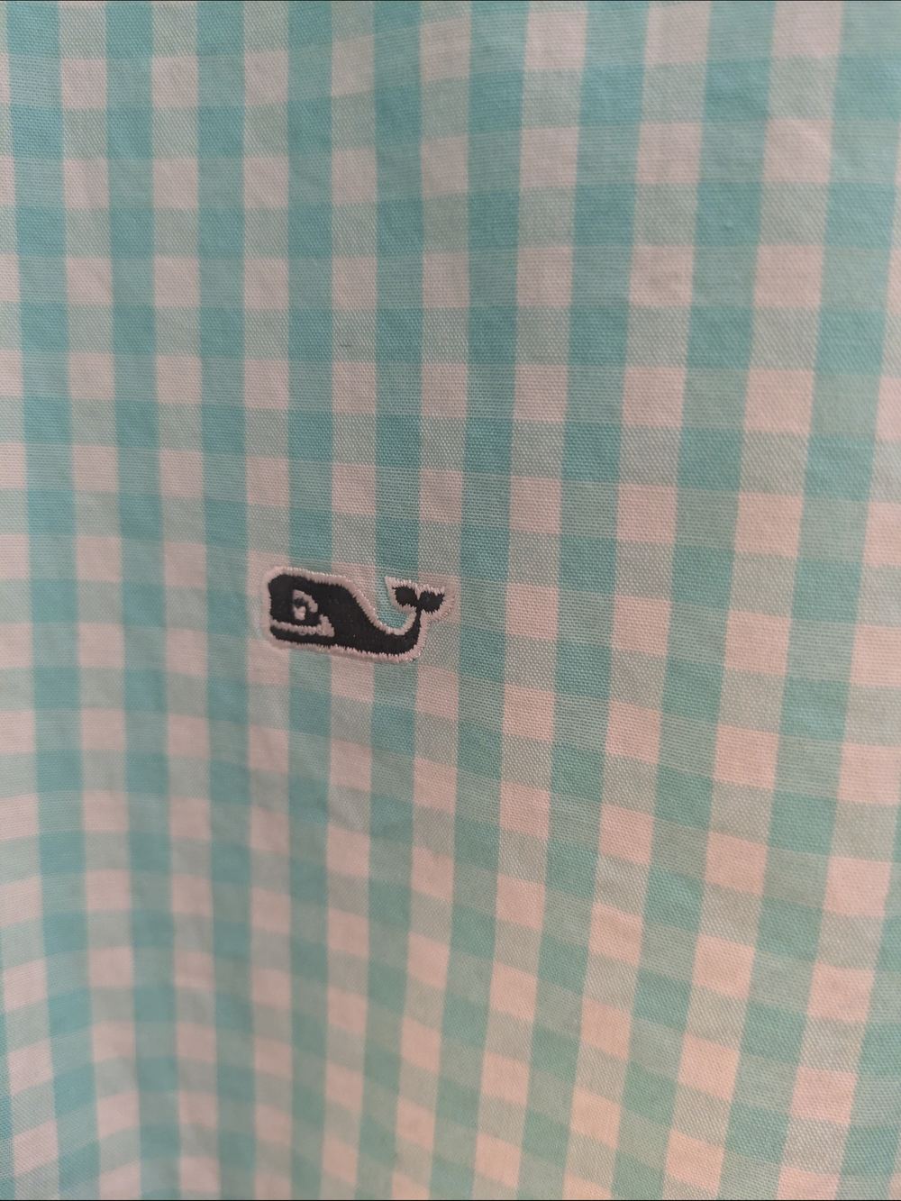 Upcycled Men's Vineyard Vines Mint Gingham Button-Down Shirt - Picture 4 of 4
